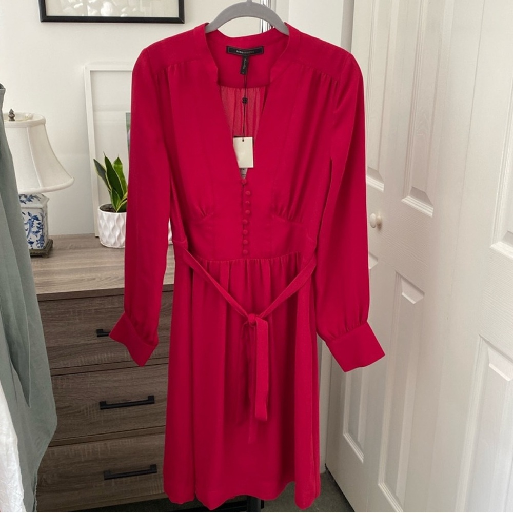 BCBGMaxAzria Red Wrap Tie Front Sundress